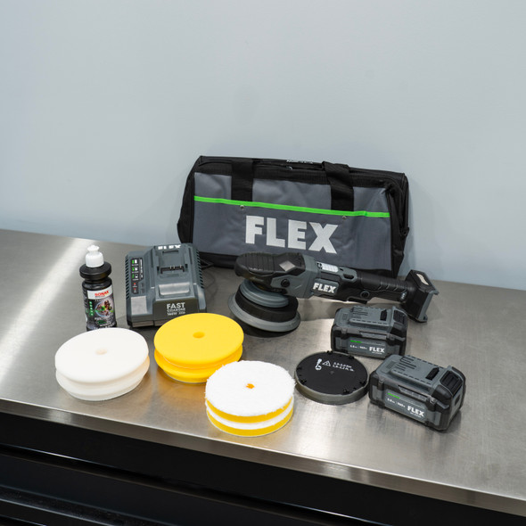 Flex 24V Cordless Random Orbital Polisher Kit 15mm | The Clean Garage Kit 1