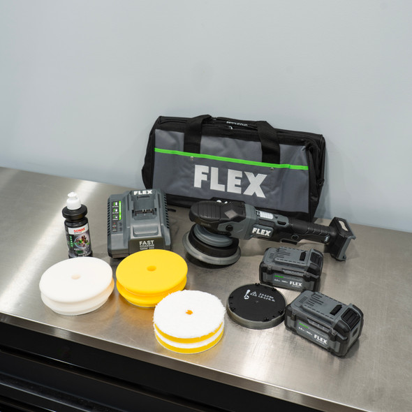Flex 24V Cordless Gear Driven Polisher Kit 8mm | The Clean Garage Kit 1 Flex 24V Cordless Gear Driven Polisher Kit 8mm | The Clean Garage Kit 1