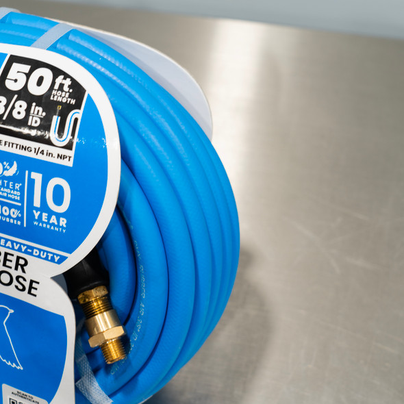 50' BluBird Rubber Air Hose Assembly Blue | 3/8" M NPT