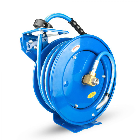 50' BluBird Retractable Pressure Washer Hose Reel Blue | 1/4" M22 14mm | The Clean Garage