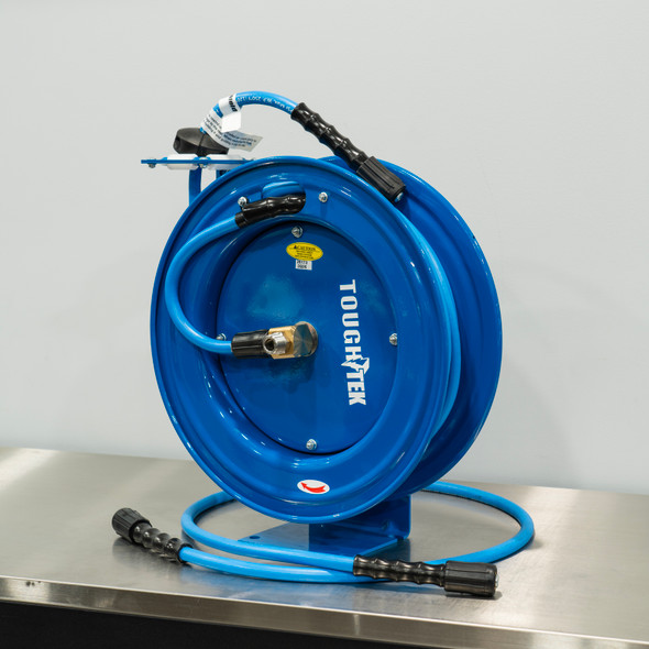 50' BluBird Retractable Pressure Washer Hose Reel Blue | 1/4" M22 14mm The Clean Garage