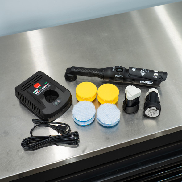 RUPES iBrid Nano 2 Cordless Polisher Kit 1 | 2 Batteries 8 2" Rupes Pads | The Clean Garage