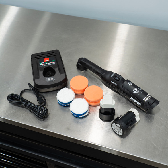 The Clean Garage  RUPES iBrid Nano 2 Cordless Polisher Kit 2 | 2 Batteries 8 2" LC Pads