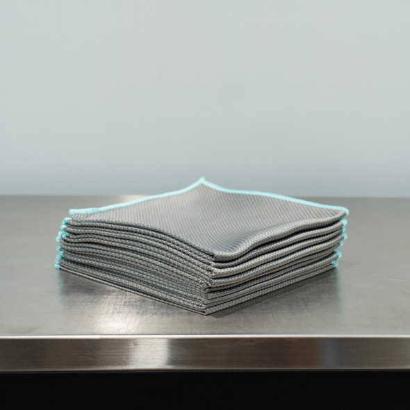 The Clean Garage Diamond Glass Towel | Gray Microfiber | 10 Pack