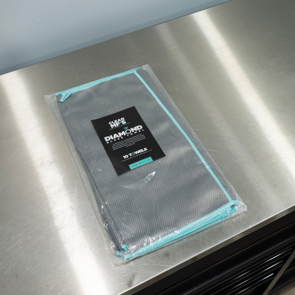 Clean Garage Diamond Glass Towel | Gray Microfiber | 10 Pack