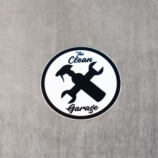 The Clean Garage | Classic Logo Sticker | 3" Matte White and Black