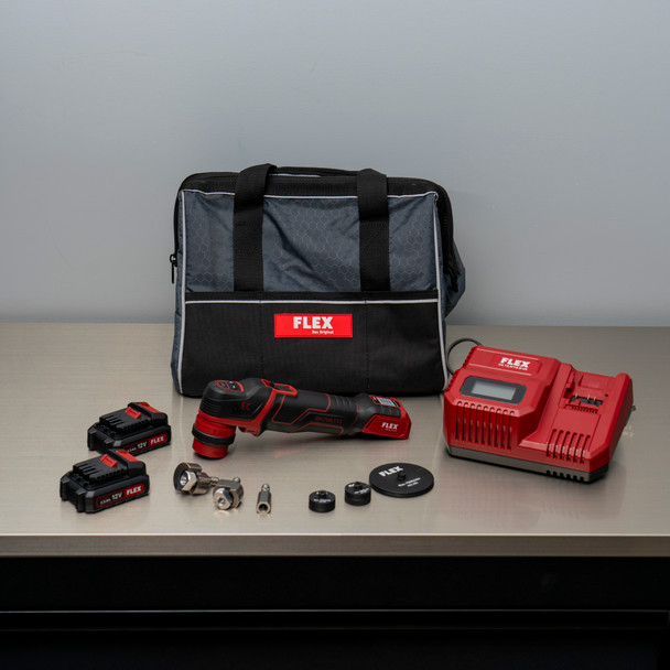 Flex PXE 80 Cordless Mini Nano Polisher | 12.0 Set Kit 2 Batteries Bag & More | The Clean Garage