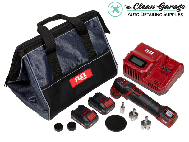 The Clean Garage Flex PXE 80 Cordless Mini Nano Polisher | 12.0 Set Kit 2 Batteries