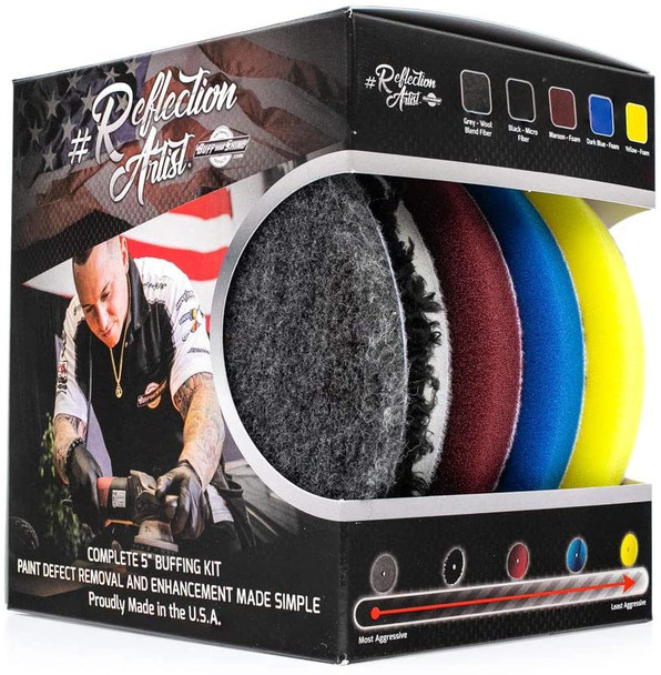 The Clean Garage Reflection Artist Complete 6" Buffing Kit | 5 Buff and Shine Polishing Pads
