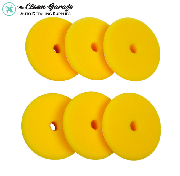 The Clean Garage 6 Pack of Pads | Rupes DA Fine Yellow Foam Polishing Pad | For 3" Backing Plate