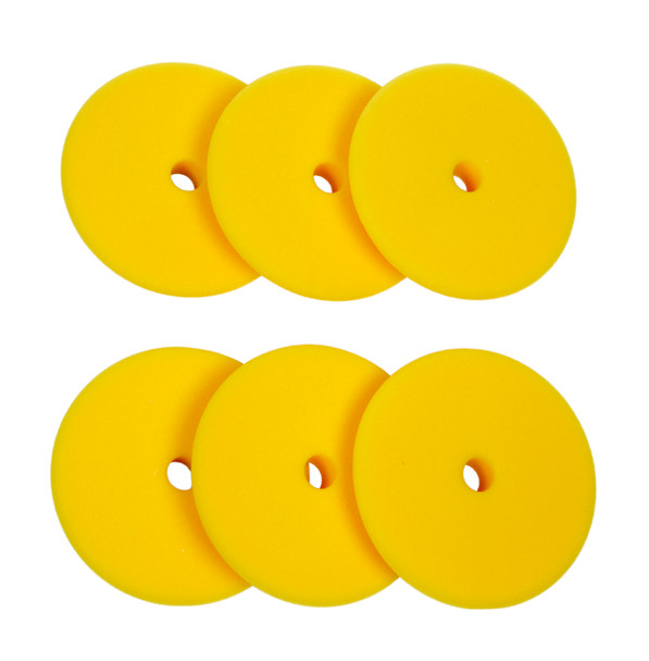 6 Pack of Pads | Rupes DA Fine Yellow Foam Polishing Pad | For 6" Backing Plate | The Clean Garage