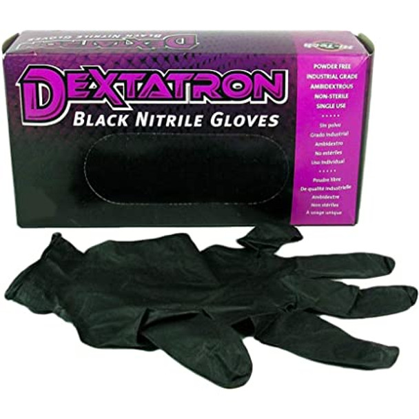 Dexatron Black Nitrile Gloves | 100 Pack | Size Medium | 6 Mil Disposable