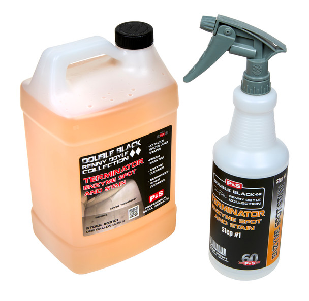 Clean Garage P&S Terminator Kit | 1 Gallon & Spray Bottle | Interior Cleaner Enzyme Stain Remover