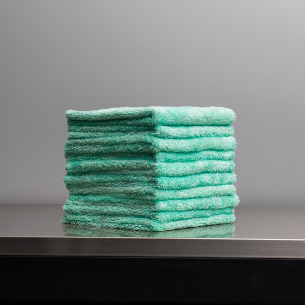 The Clean Garage Minty Plush Edgeless 350 GSM Microfiber Detailing Towel Green | 10 Pack