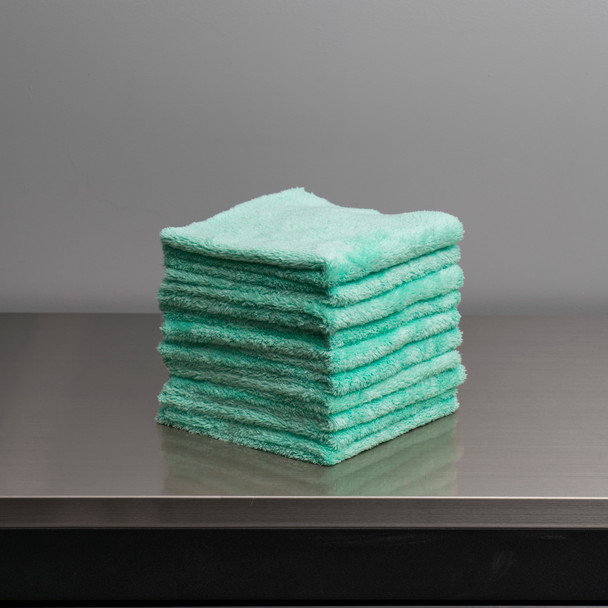 Minty Plush Edgeless 350 GSM Microfiber Detailing Towel Green | 10 Pack The Clean Garage