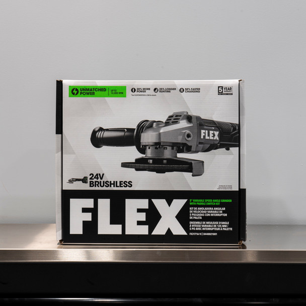 Flex 24V 5" Variable Speed Angle Grinder | Kit With 5.0Ah Battery