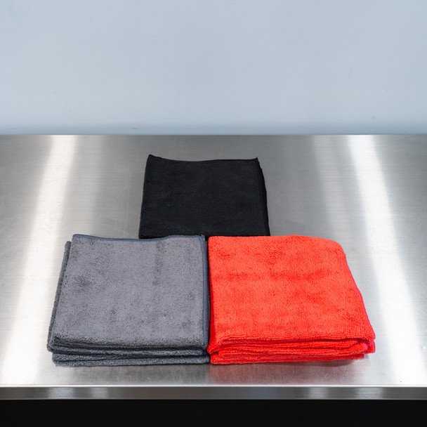 RGB 300GSM All Purpose Microfiber Towel | 12 pack | Red Gray Black