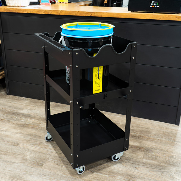 Poka Premium Pad Washer Bucket Cart | Detailing Cart with Polisher Holders The Clean Garage