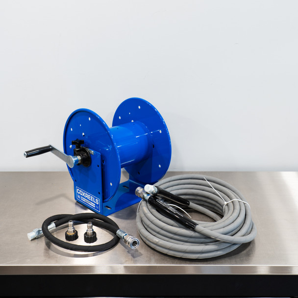 Cox Custom Pressure Washer Hose Reel Kit | BLUE | Gray Hose | The Clean Garage