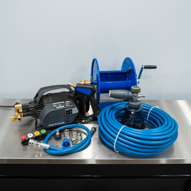 Active 2.3 Pressure Washer | Premium Wall Mount Detailing Package | Blue Cox Reel The Clean Garage