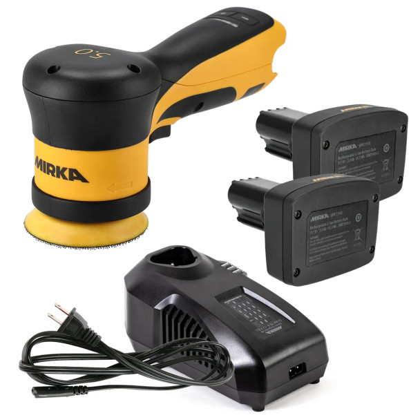 Mirka AROS-B 350 | Cordless 3" 5mm Random Orbital Sander Kit 2 Batteries | The Clean Garage