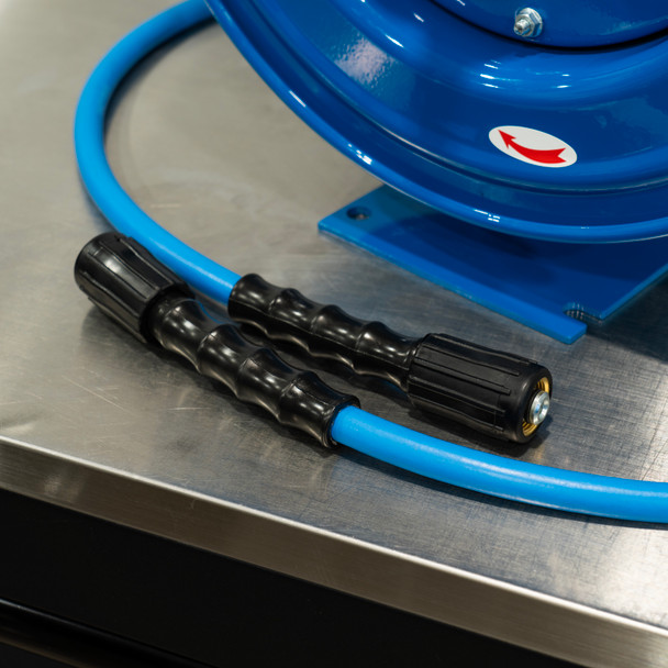 50' BluBird Retractable Pressure Washer Hose Reel Blue | 1/4" M22 14mm
