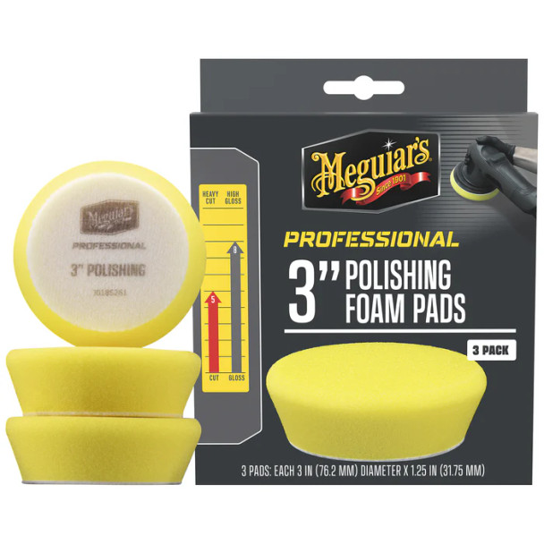 3" Meguiars Yellow Foam Polishing Pads | 3 Pack | For DA & Rotary | The Clean Garage