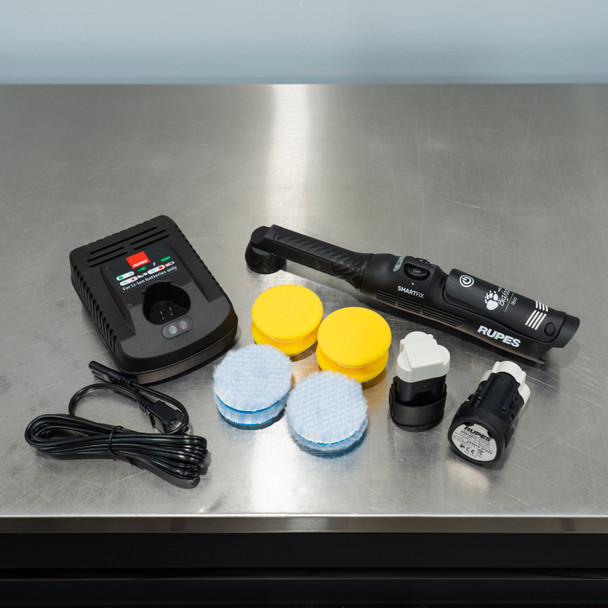 RUPES iBrid Nano 2 Cordless Polisher Kit 1 | 2 Batteries 8 2" Rupes Pads