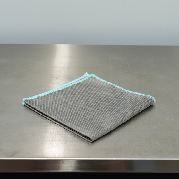 Clean Garage Diamond Glass Towel | Gray Microfiber with Mint Border