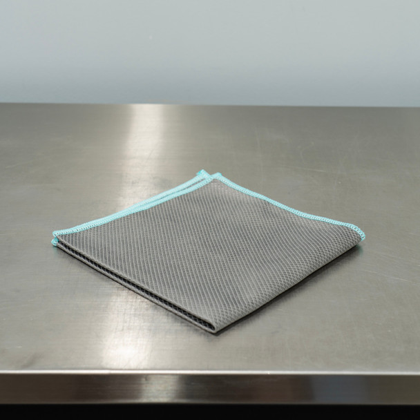 Clean Garage Diamond Glass Towel | Gray Microfiber with Mint Border
