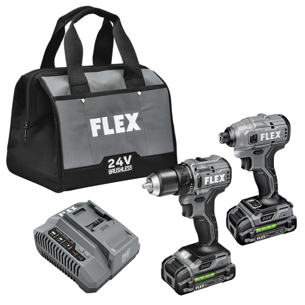 Flex 24v Compact Drill & Impact Driver Kit | Stack Pack and 2 Bit Sets | The Clean Garage