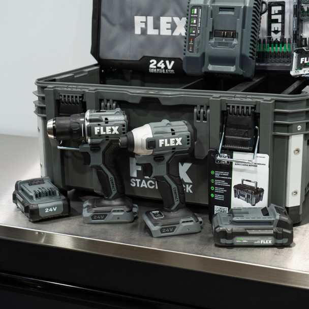 Flex 24v Compact Drill & Impact Driver Kit | Stack Pack and 2 Bit Sets