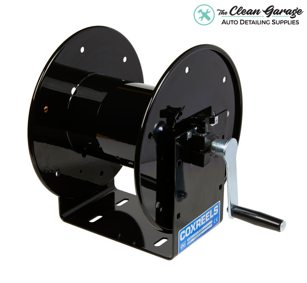 The Clean Garage Cox Custom High Pressure Hose Reel Black | Hand Crank | Up To 100' Hose