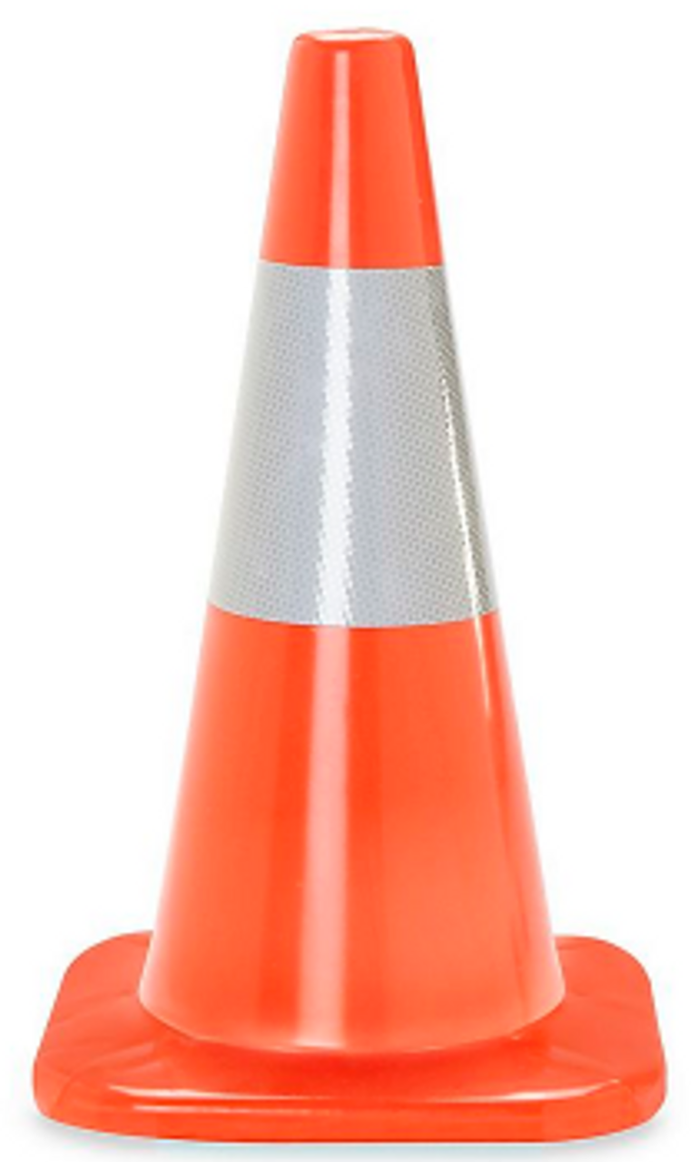 18 Orange Traffic Cone w/6 Reflective Collar, Made in USA
