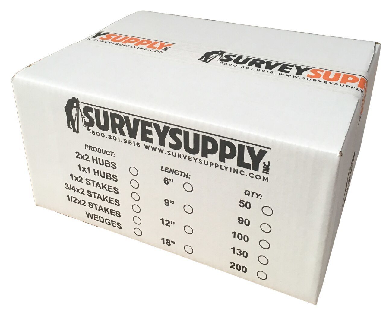 9" Survey Hubs 2" x 2" x 9" (100 per box) Survey Supply, Inc.