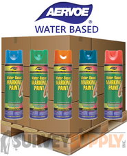 Aervoe Inverted Water Based Marking Paint Pallet - MIX & MATCH COLORS (12 cans per case | 76 case minimum)