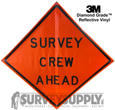 TrafFix Devices 3M Diamond Grade Reflective Orange Vinyl Roll-Up Sign – 48”x48” w/ Plastic Corner Pockets and Heavy Duty Frame “Survey Crew Ahead”