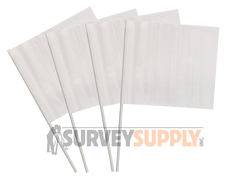 4 x 5" Marking Flag with 21" Wire Staff - WHITE (100 per bundle)
