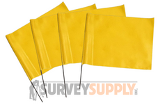 4 x 5" Marking Flag with 21" Wire Staff - YELLOW (100 per bundle)