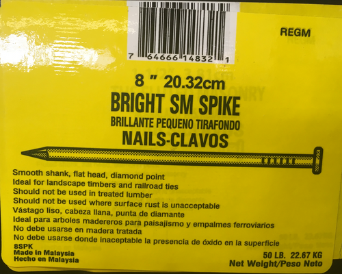 8-Inch Spike Nails - 50 lbs. Box | Capital Surveying Supplies