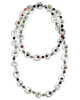 Long Silver Geometric Necklace with Multi Stones