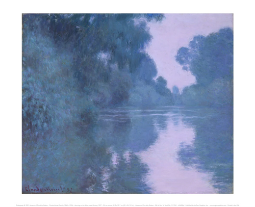 Monet Morning on the Seine Giverny Matted Print