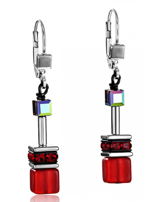 Red & Black Cubes Earring