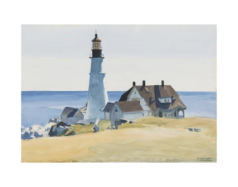Hopper Lighthouse and Buildings Matted 11 x 14 Print