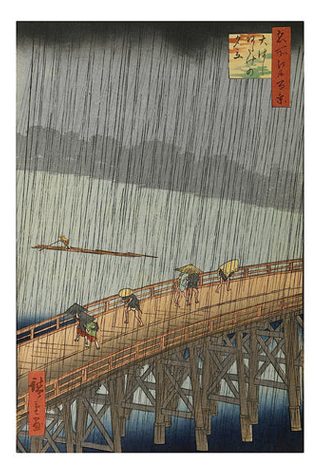 Hiroshige Sudden Shower 11x14 Matted Print