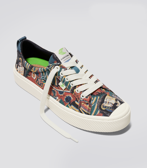 Cariuma OCA Low Hokusai, Warrior Print Canvas Sneaker Men's 