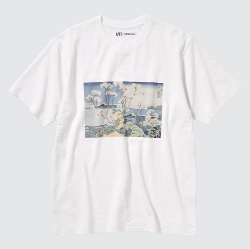 Uniqlo White 4 Block Landscape T-Shirt