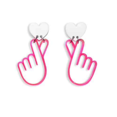 Hand Heart Earring Pink