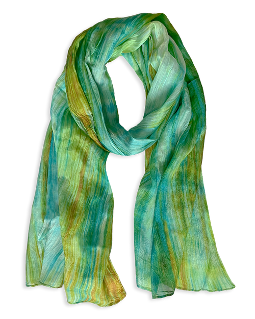 Blue Moss Watercolor Scarf