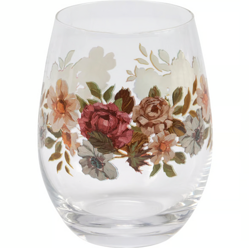 Moody Floral Stemless Glass